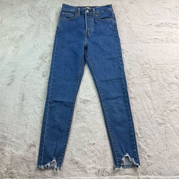 Levis Jeans Womens Size 25 Wedgie Skinny Raw Hem Ankle Button Fly - Picture 1 of 12